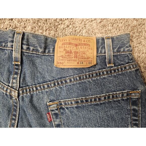 Levis 550 Relaxed Fit Jean Shorts Jorts Mens Sz 34 Made In USA Blue - Picture 8 of 8